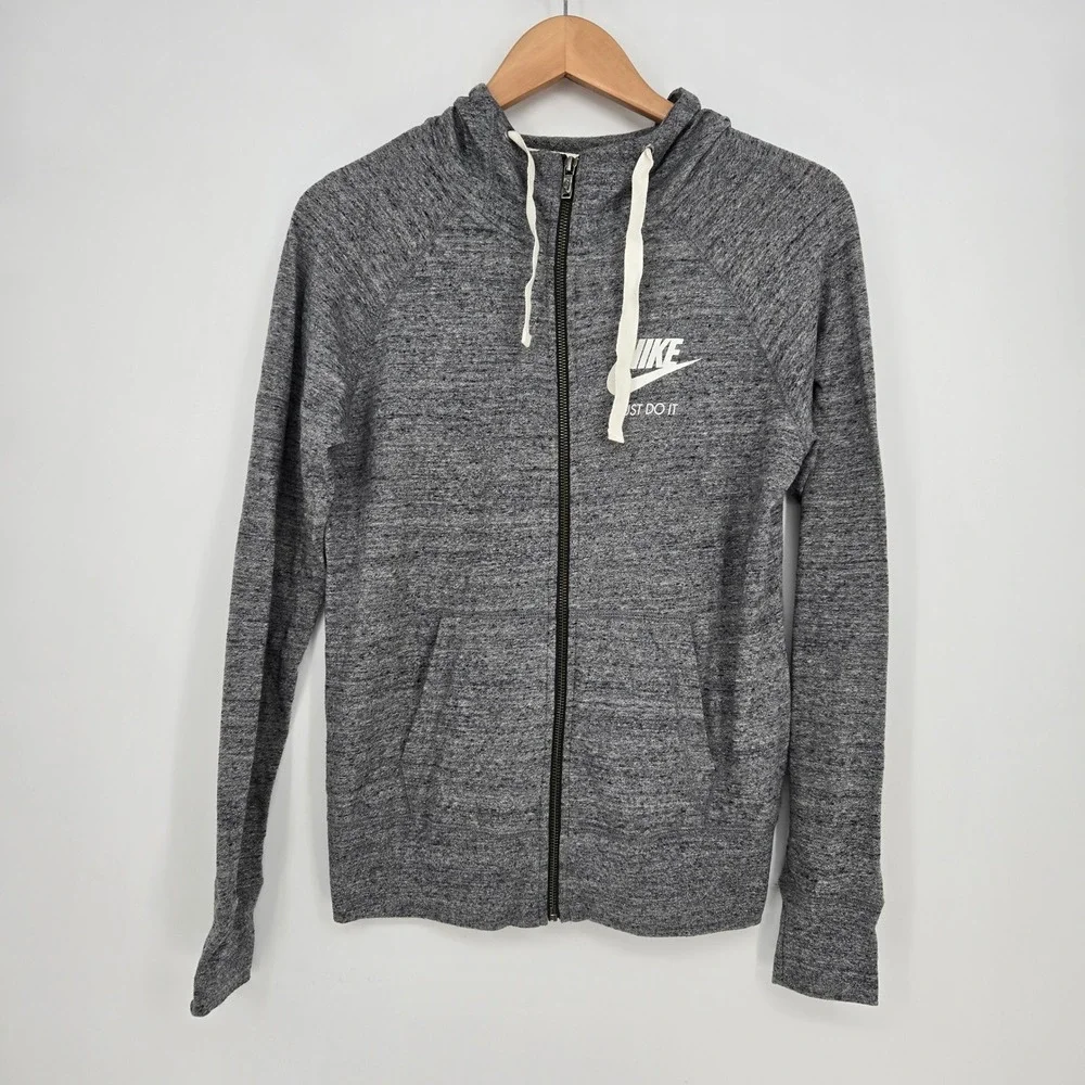 Nike Gray Full Zip Womens S Hoodie Sweatshirt Lightweight Athleisure Workout